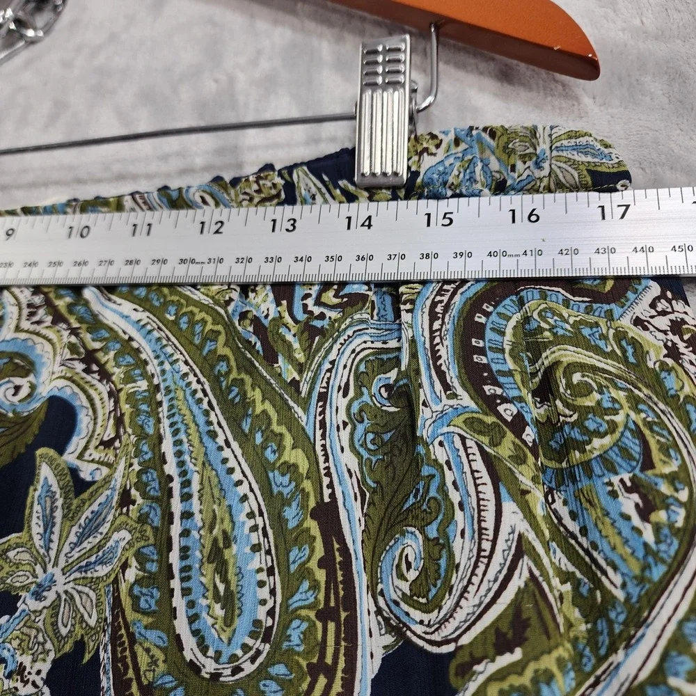 Vintage CJ Banks Skirt Womens X (14W) Blue Paisley Floral Ruffle Hem Chiffon